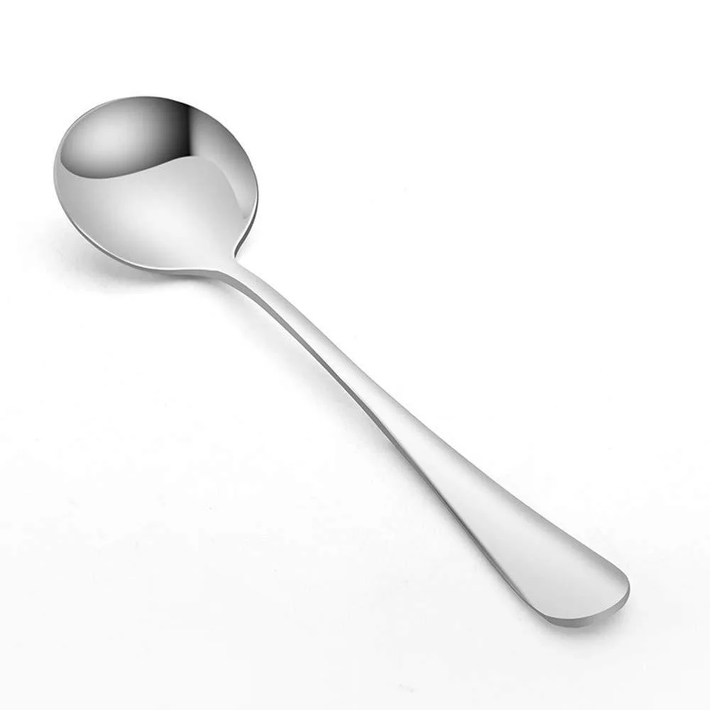 Ten stainless steel soup spoons with mirror finish, 6.7 inch each