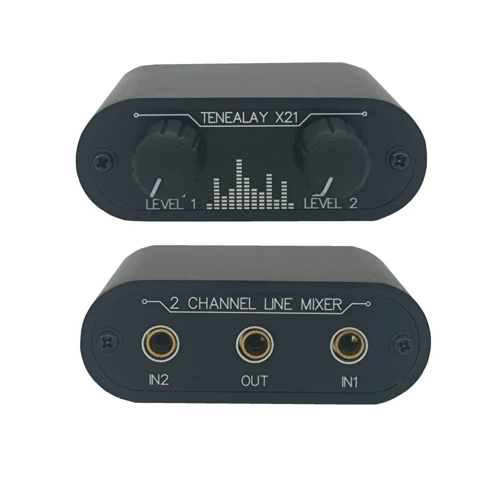  TENEALAY X21 passive audio mixer 3.5 mm 2 in 1 out — product photo