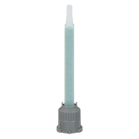 Green plastic EPX mixing nozzle with 15 internal elements and Luer-Lock tip