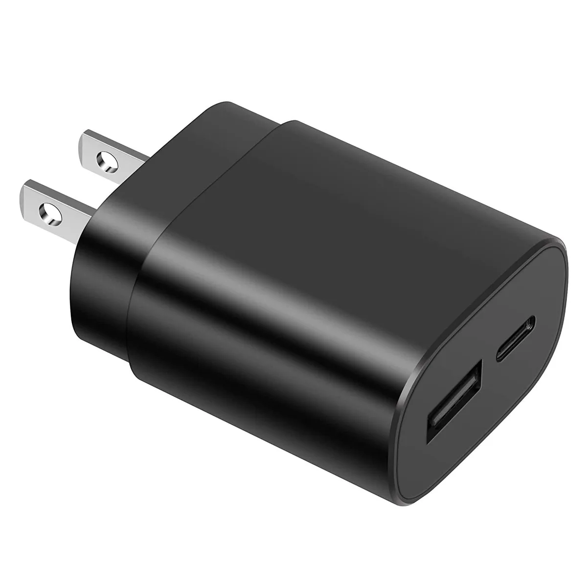 Compact white wall charger with two USB ports
