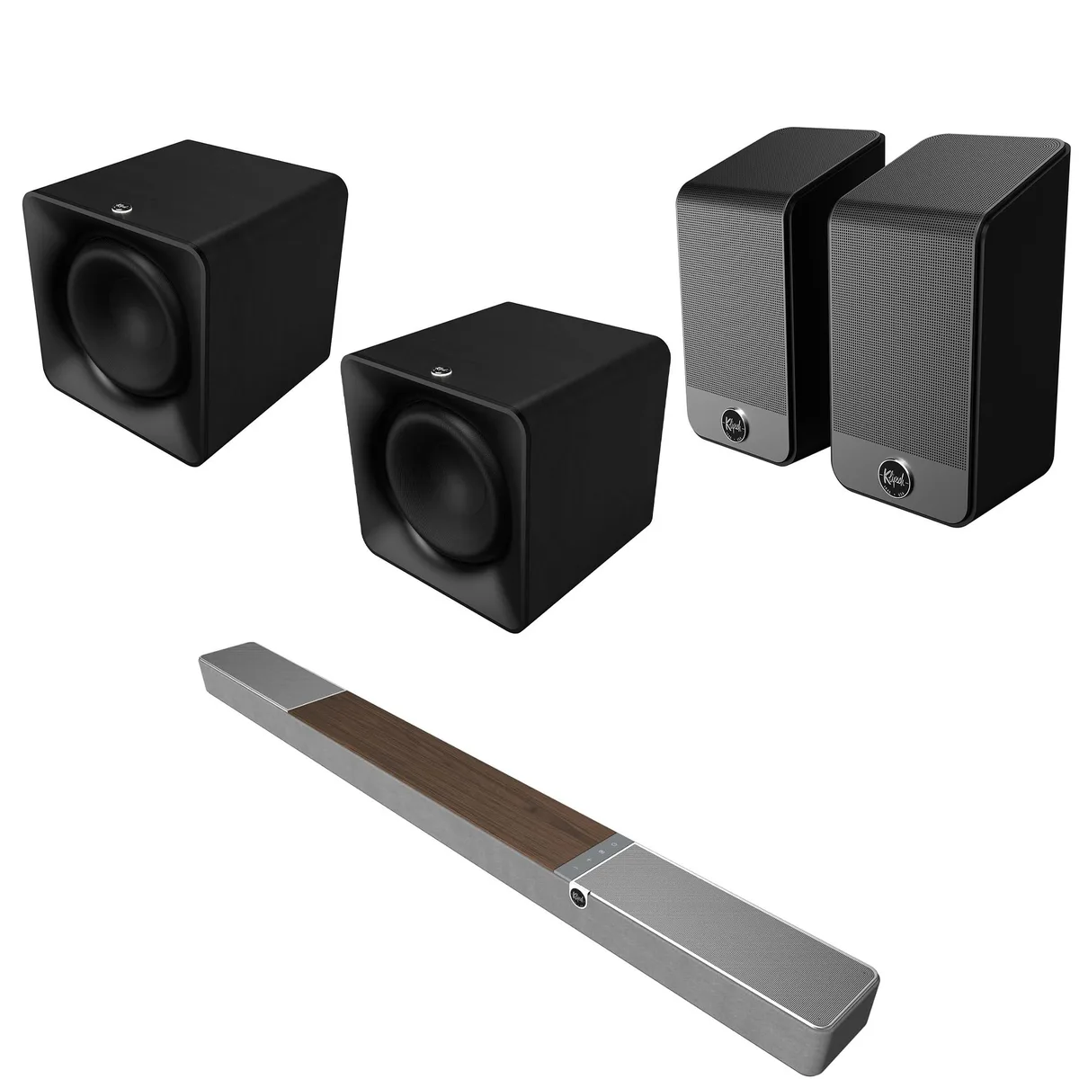 Klipsch Klipsch Flexus 300 5.1.2 Walnut System with 2×12″ Subs &amp; 200 Surrounds — product photo
