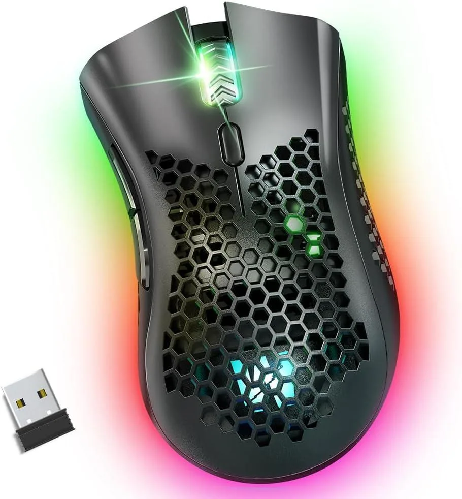 BFKK BFKK KM-1 Wireless Gaming Mouse Honeycomb Shell 6 Buttons 800 1600 3200 DPI — product photo