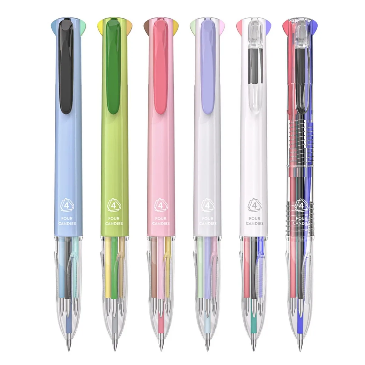 Four Candies 4-in-1 Gel Pens 0.5mm 18 Colors 6PCS Blue — product photo