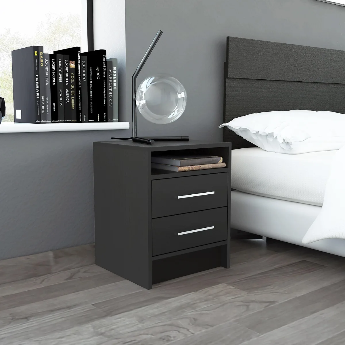 tuphen tuphen Eter Nightstand Two Drawers Black 15.7x19.9 in — product photo