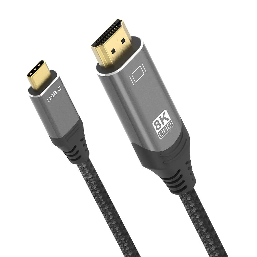 ESTONE ESTONE TJ-A051 USB C to HDMI 2.1 Cable 3.3Ft 48Gbps 8K@30Hz 4K@120Hz Black Braided — product photo
