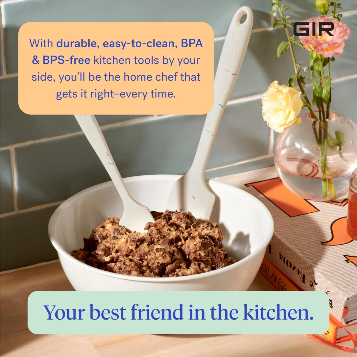 White silicone spatula 11 in long smooth seamless finish