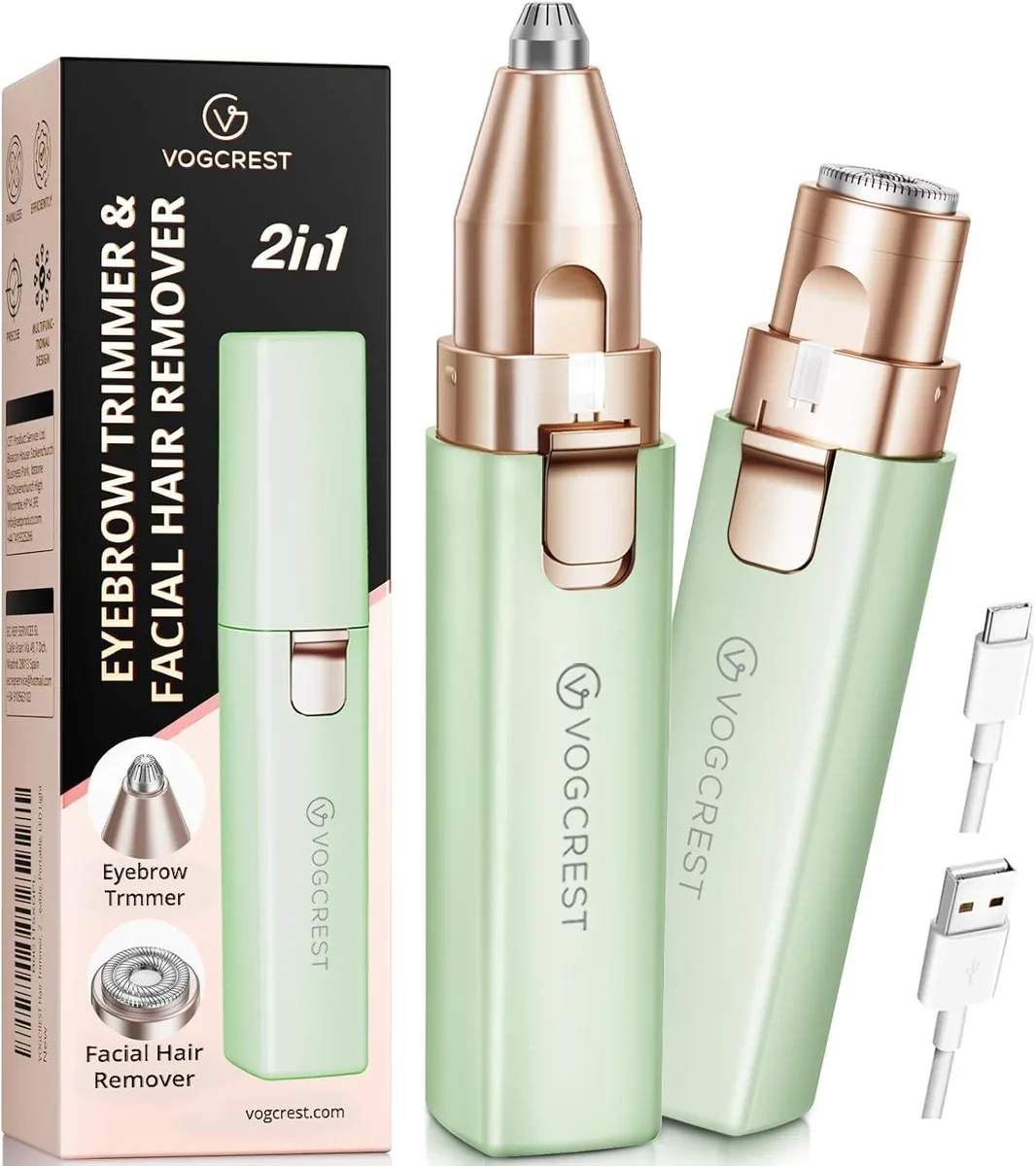 TAURKENAM TAURKENAM 2-in-1 Facial Hair &amp; Eyebrow Trimmer, LED Light, Type-C — product photo
