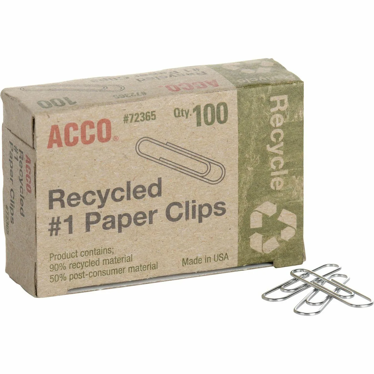 ACCO ACCO ACC72365PK Paper Clips Size 1 1-9/32" Silver 1000 Pack — product photo