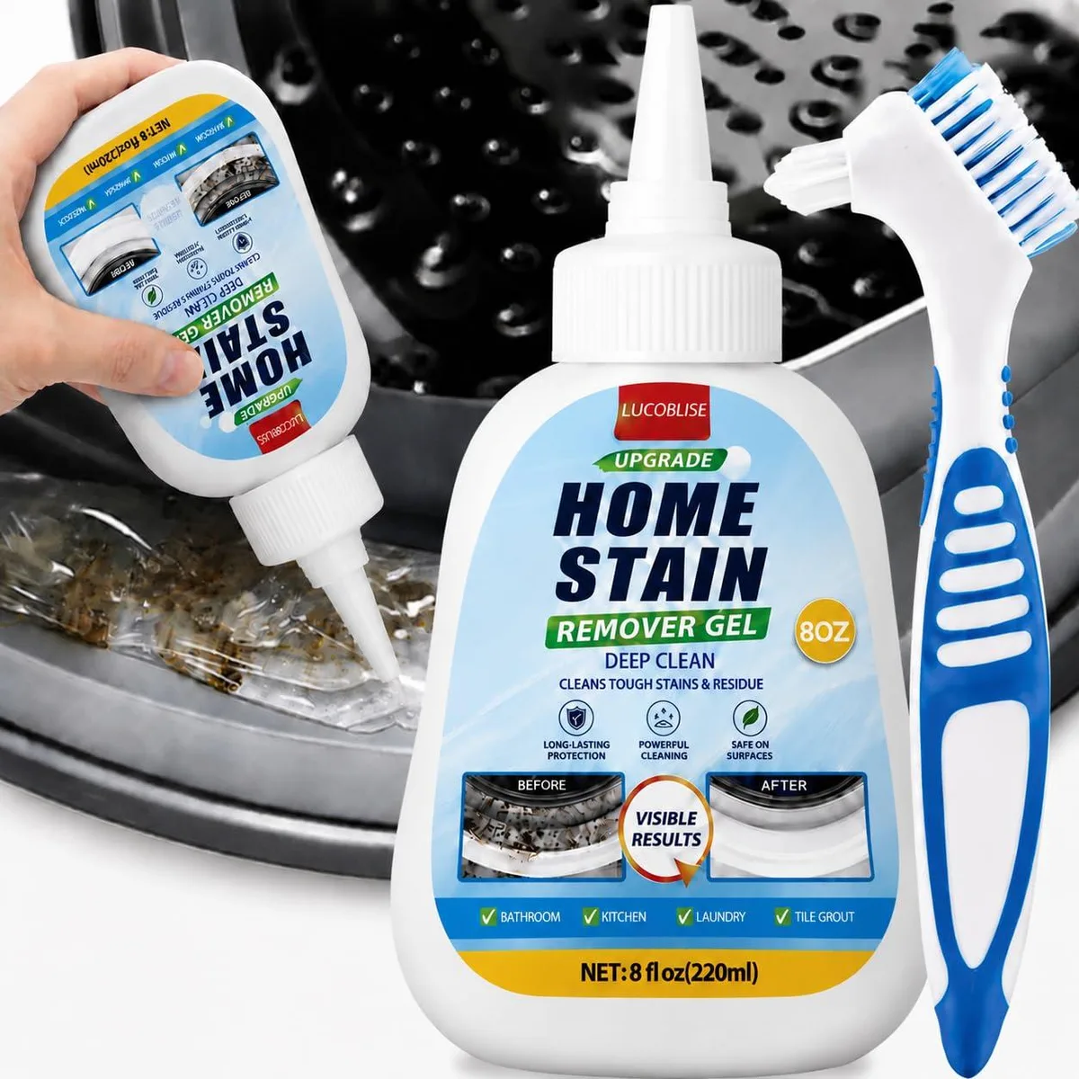  Stain Remover Gel 8 fl oz Thick Formula Nozzle Brush — product photo