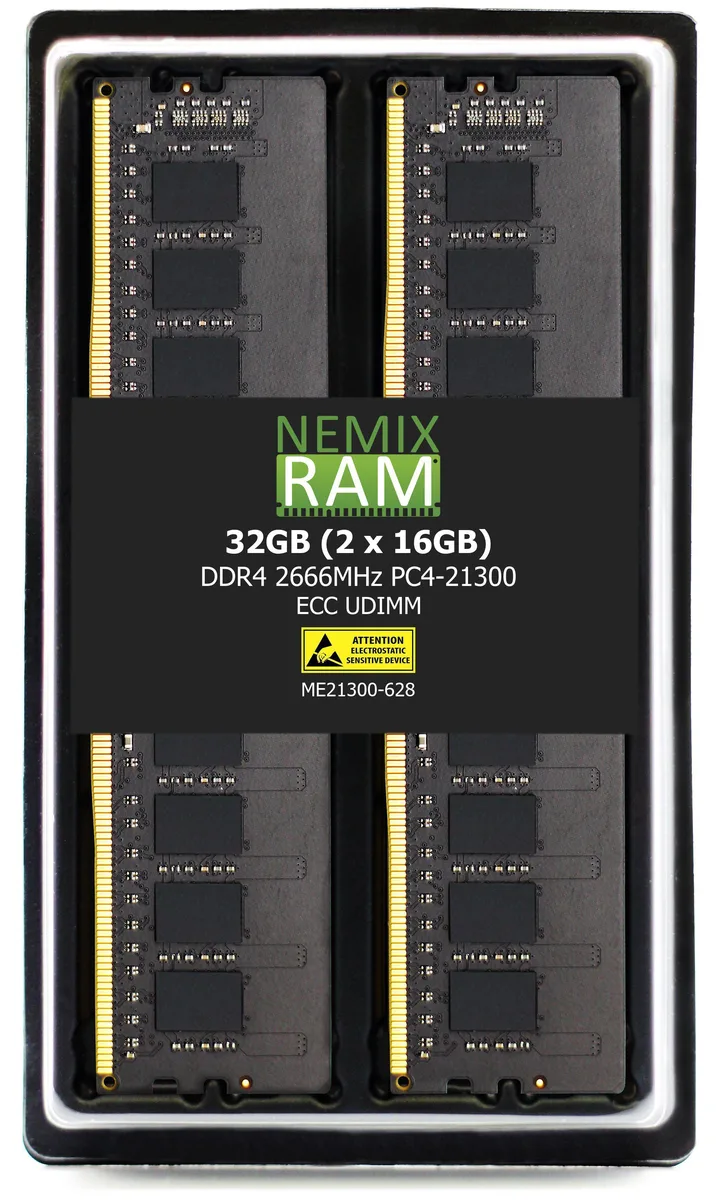 NEMIX RAM NEMIX RAM 32GB (2×16GB) DDR4 2666 ECC UDIMM CL19 1.2V Synology RS2421+ memory upgrade — product photo
