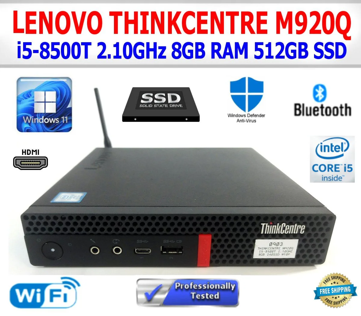 Lenovo Lenovo ThinkCentre M920q Mini i5-8500T 2.10GHz 8GB DDR4 512GB SSD Windows 11 Pro — product photo