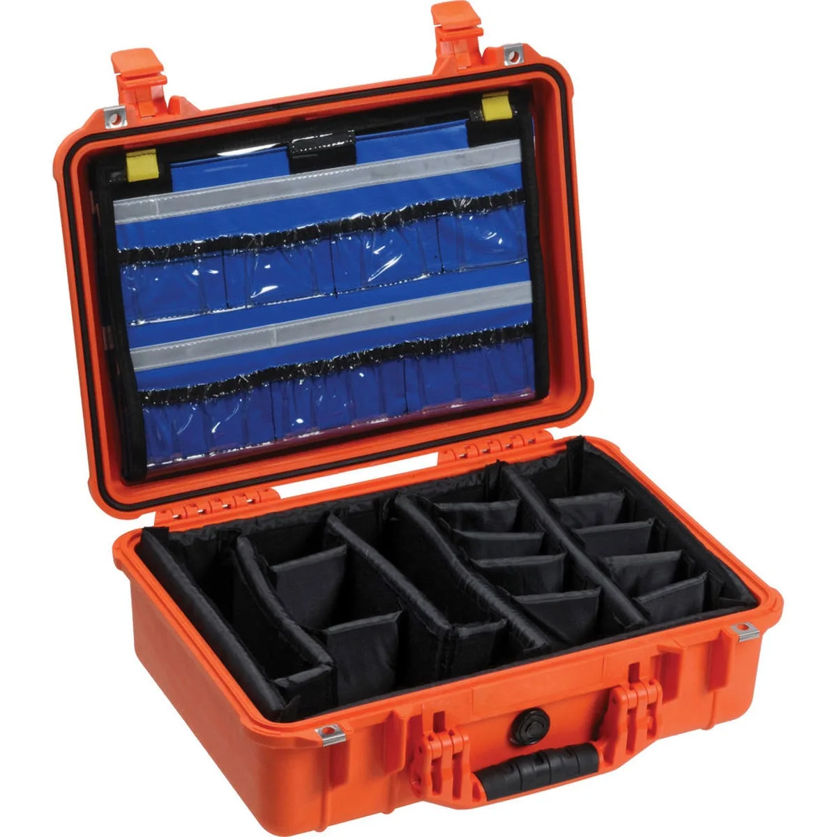 Pelican Products, Inc. Pelican Products 1500EMS Watertight Hard Case with Dividers and EMS Lid Organizer Orange — product photo