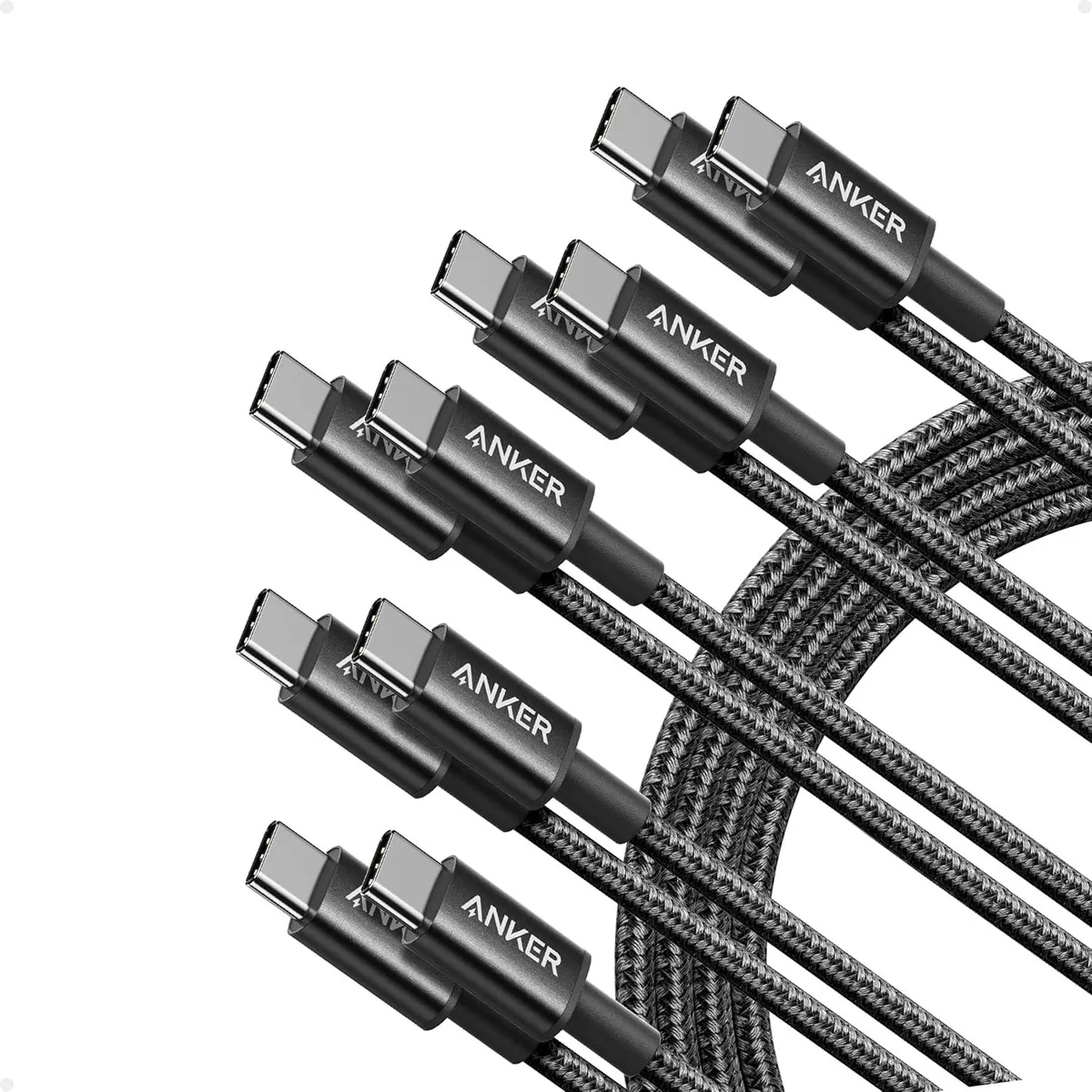 Anker Anker USB-C to USB-C Cable 60W 6 ft 5-pack Black iPhone 16 A8753 — product photo