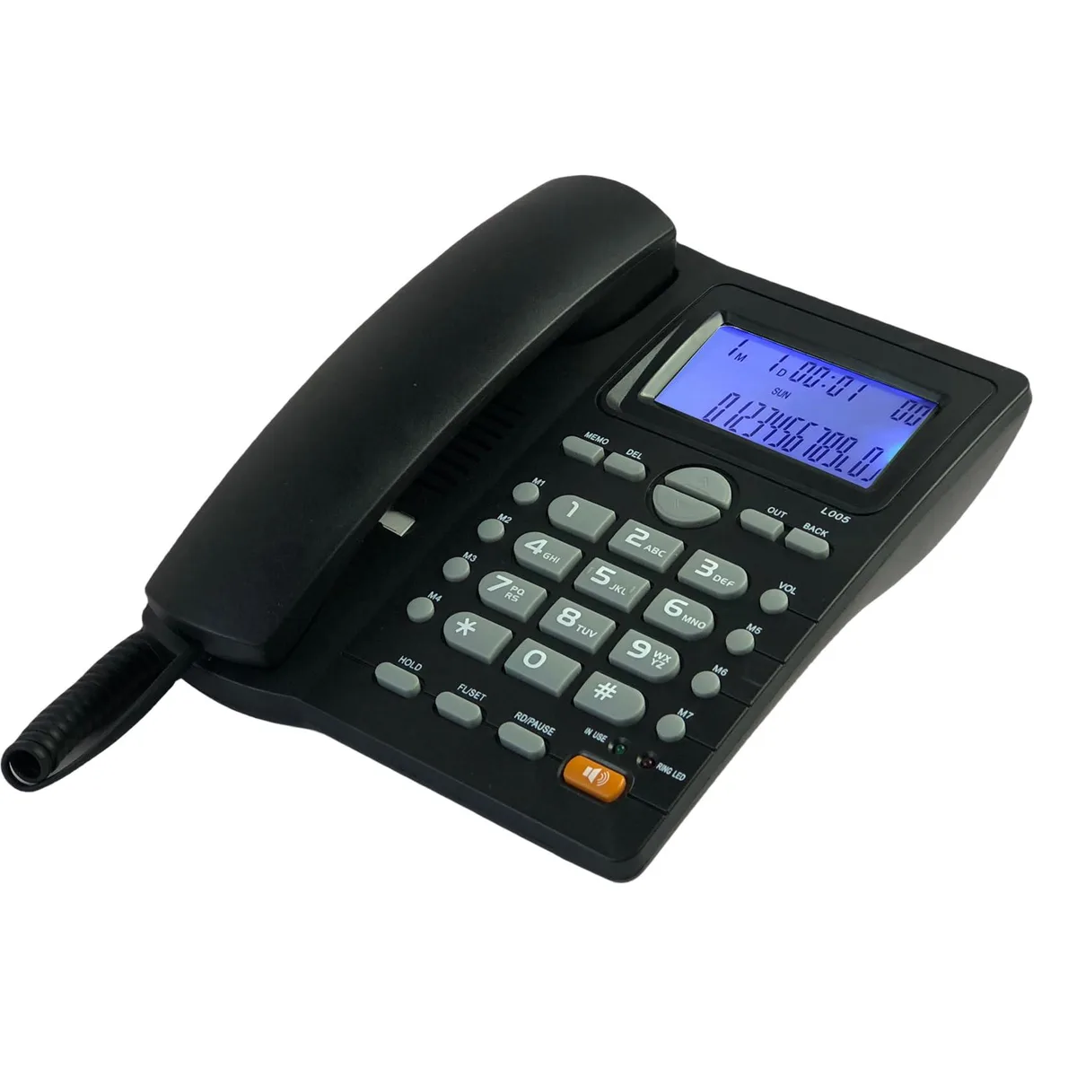 TelPal BBLT-005 corded phone, black, digital answering machine — product photo