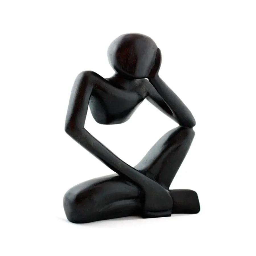 G6 Collection G6 Collection 12" Hand Carved Black Thinking Man Sculpture — product photo