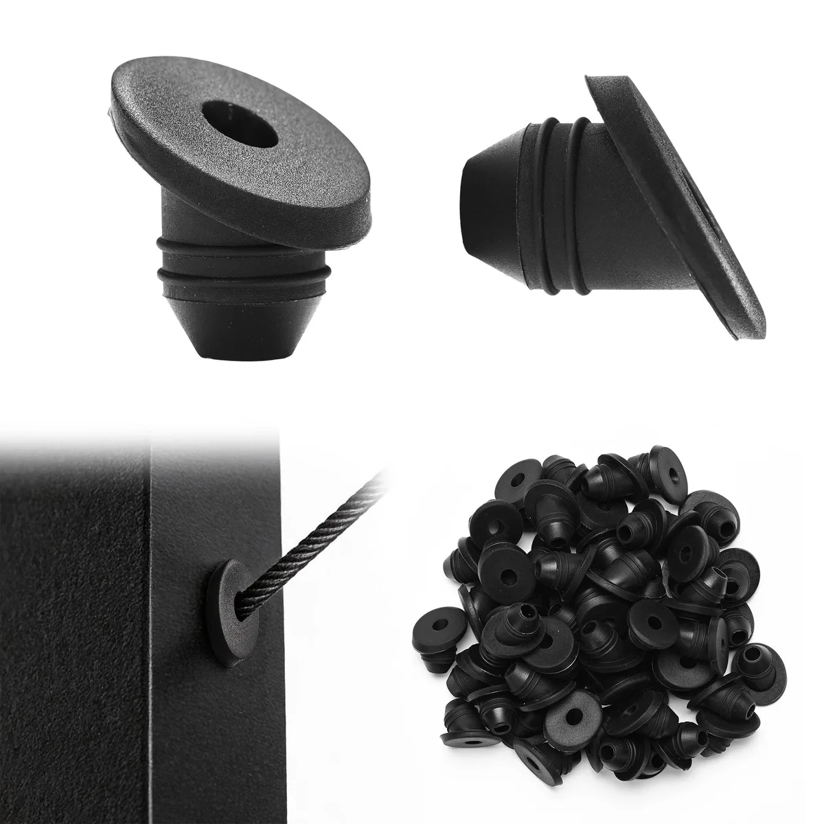 Yescom USA, Inc. Yescom USA, Inc. 25CAR003-RG30D-06 60pcs 30° cable railing rubber grommets fence post cap — product photo