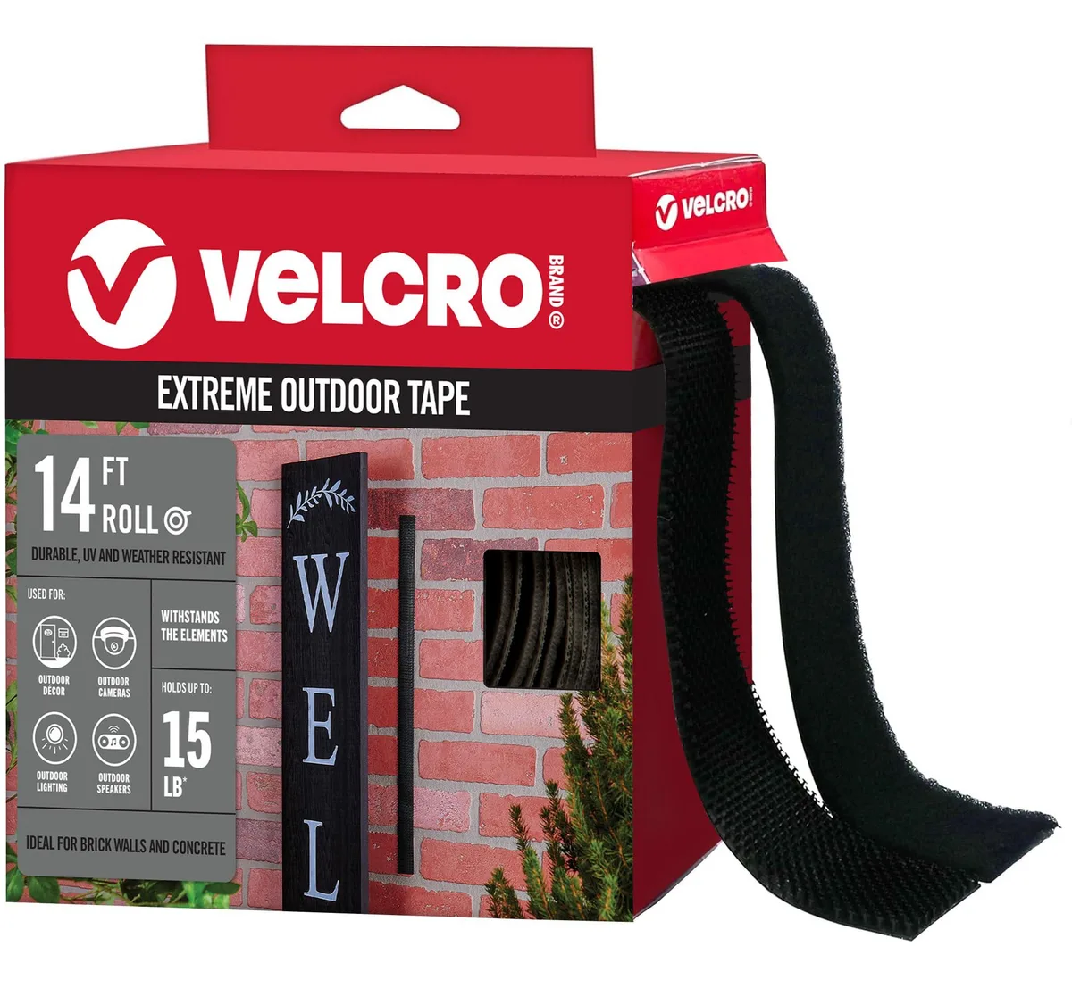  VELCRO Brand Extreme Outdoor Mounting Tape 14ft x 1in Black 15 lbs — product photo