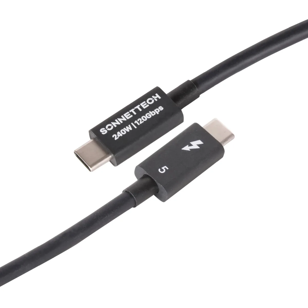 Alphacool Thunderbolt 5 cable, 3.3ft, braided black finish with USB-C connectors