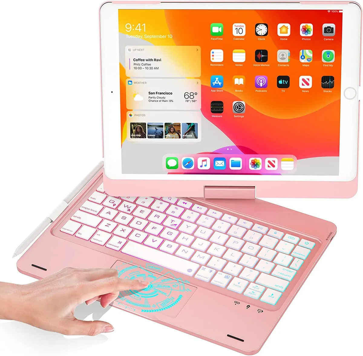Werleo Werleo A2602 10.2 inch keyboard case with touchpad rose gold — product photo