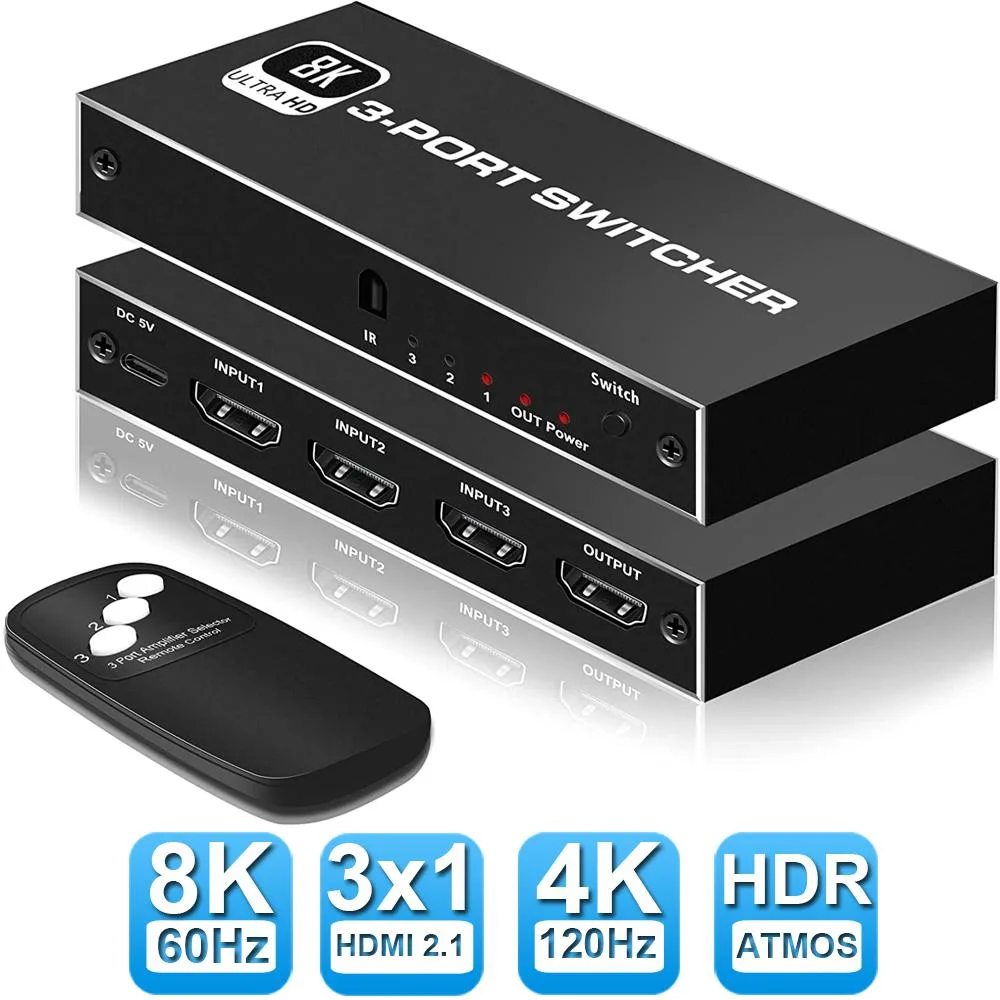 LUOM LUOM OZ8Q3-3 3-Port HDMI 2.1 Video Switch 48Gbps 8K@60Hz — product photo