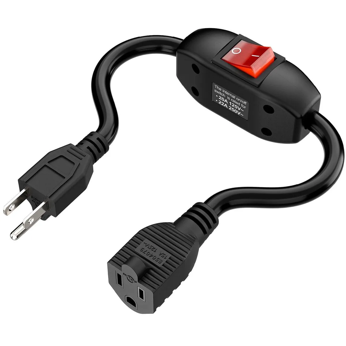  Plugrand 3-Prong On/Off Switch Extension Cord 14AWG 15A 125V 40CM — product photo