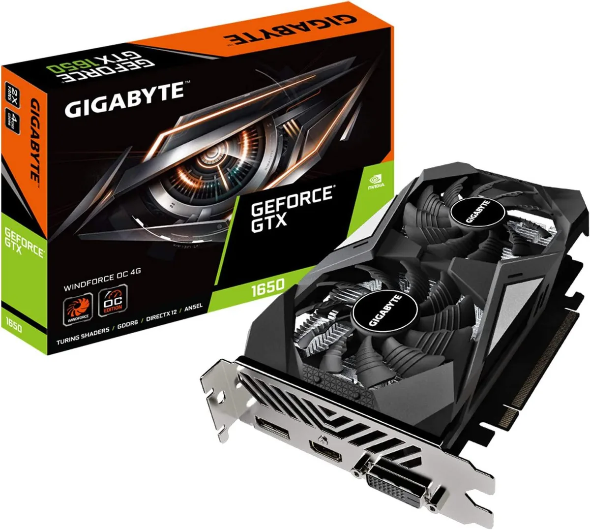 GIGABYTE GIGABYTE GeForce GTX 1650 4GB GDDR6 graphics card GV-N1656WF2OC-4GD — product photo
