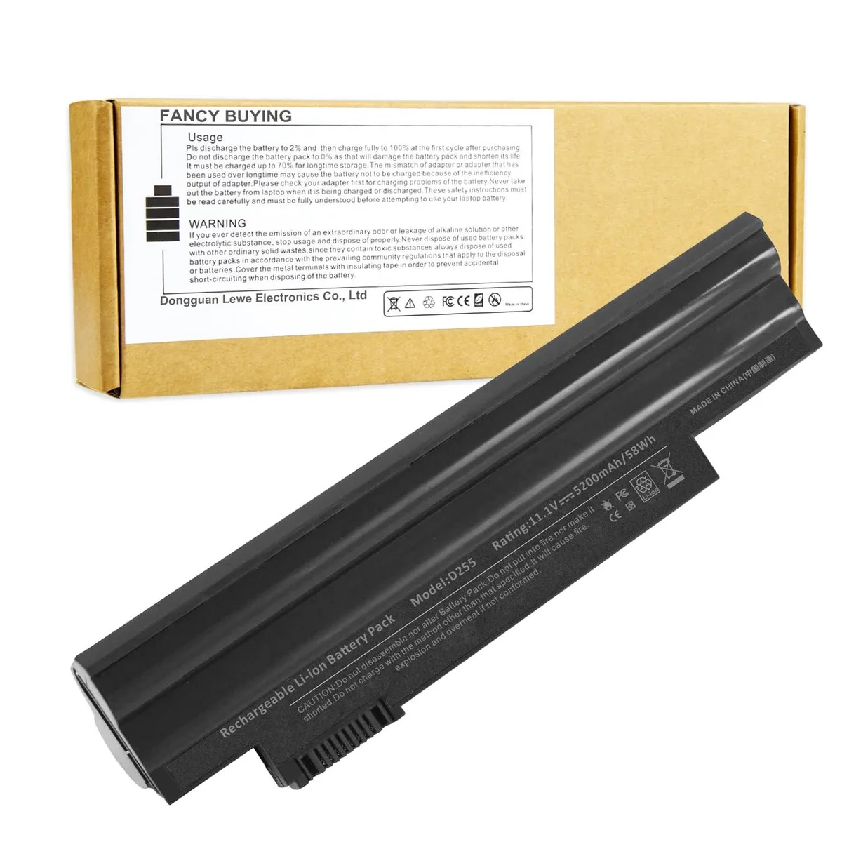 No Sew No Sew laptop battery 5200mAh 10.8V for Acer Aspire One D255 D257 D260 Gateway LT23 LT25 — product photo