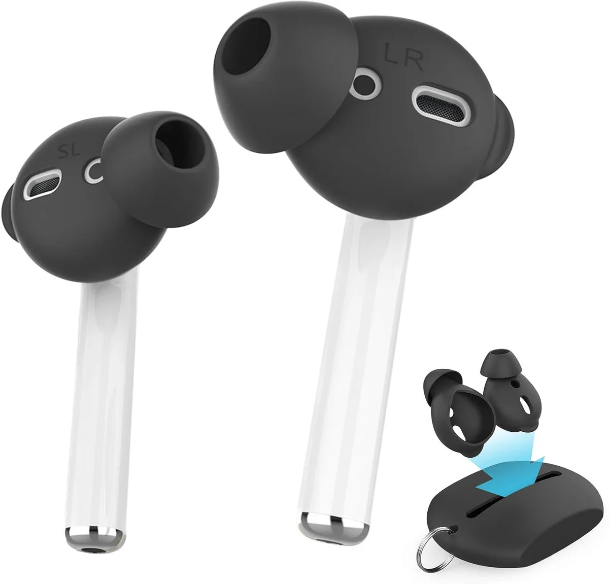 MAONO MAONO Ear Tips 4 Pairs Silicone Black Large Small — product photo