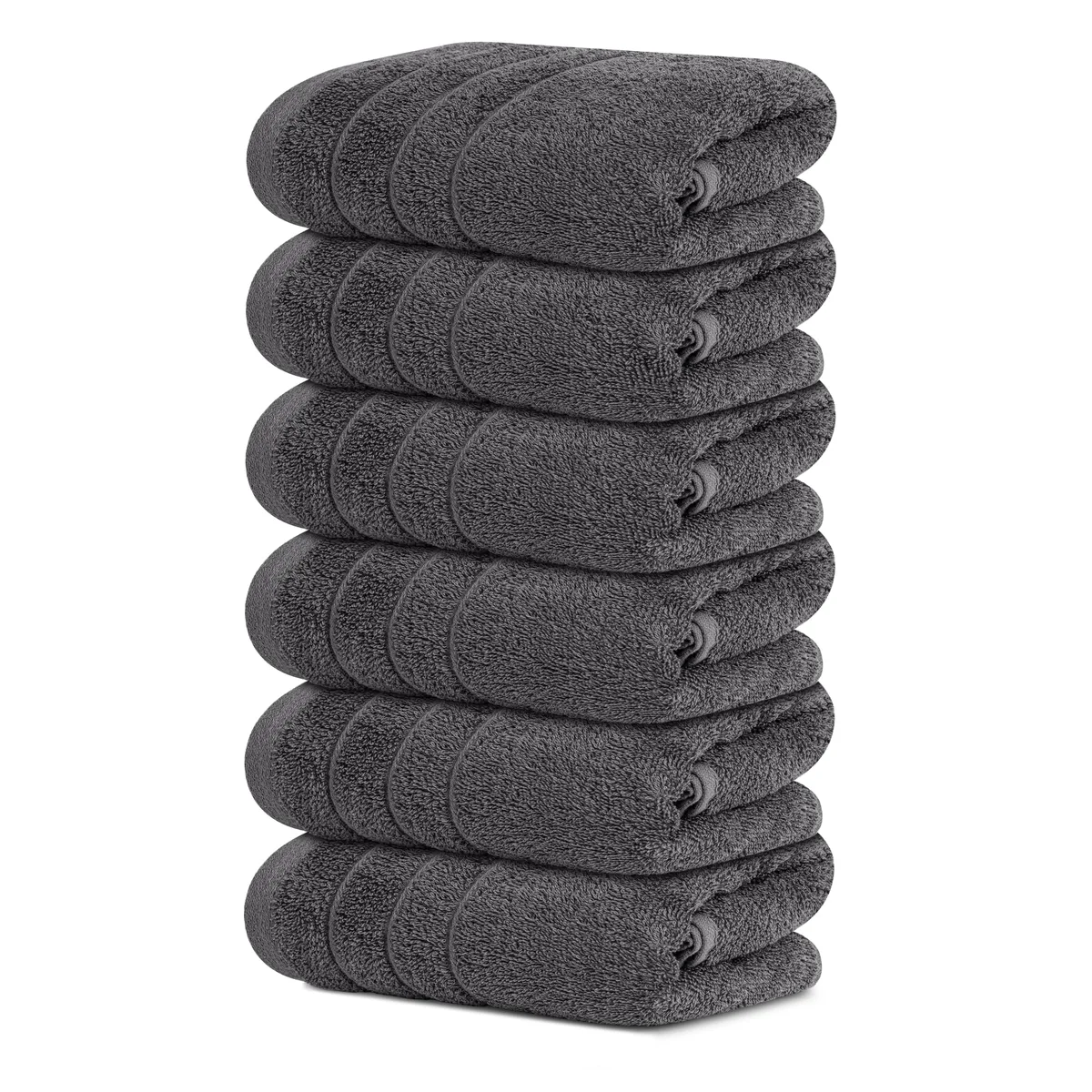 Tens Towels 6 Piece Hand Towels 16 x 28 Inches Dark Grey — product photo