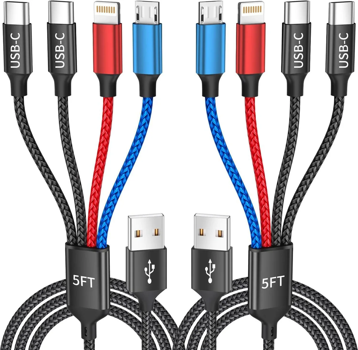 MCHOSE MCHOSE Dual Type-C 4 in 1 Lightning Cable 2Pack 5FT — product photo