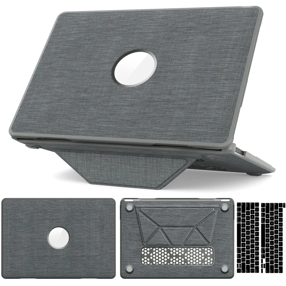 Werleo Werleo 13-inch MacBook Pro 2016-2024 Fabric Hard Shell Case with Kickstand Grey — product photo