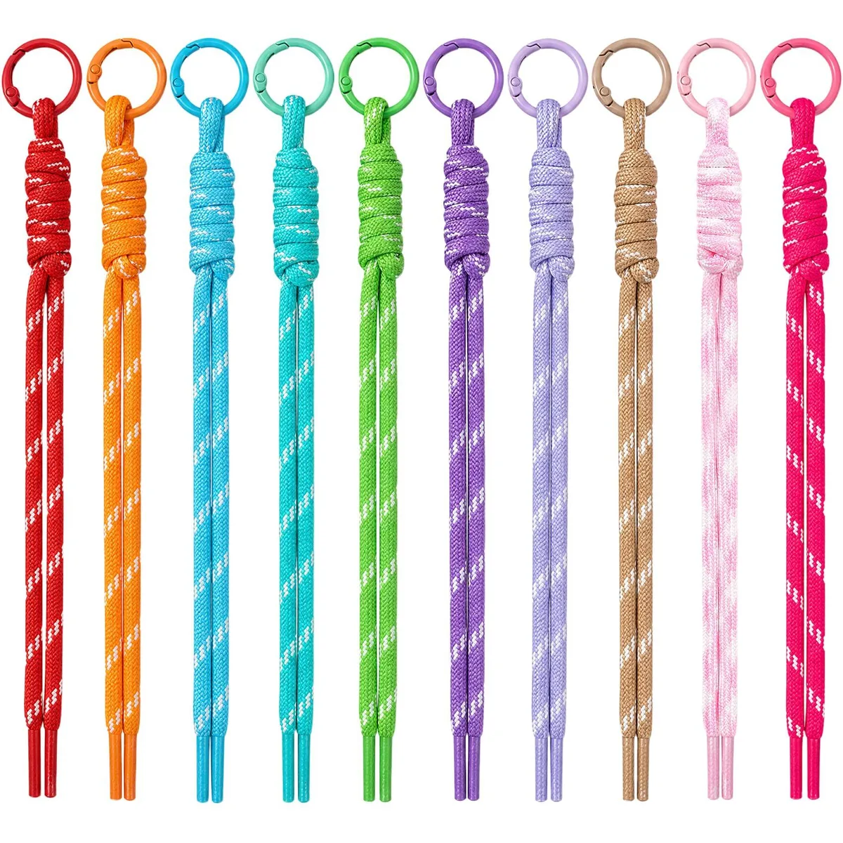  Hzopcw 10pcs Paracord Keyholder Set 10 Colors 22cm — product photo