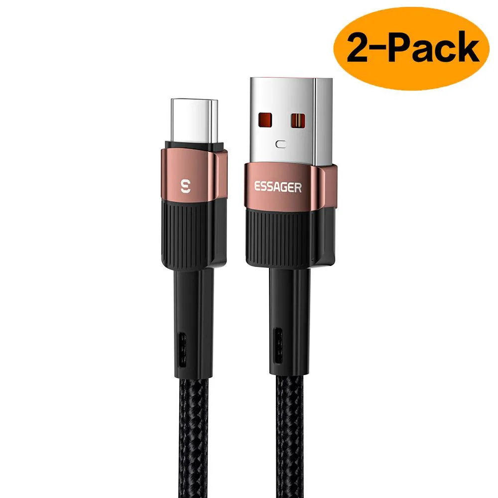 ESTONE ESTONE Essager XCA7A USB-A to USB-C Cable 2-Pack 3.3ft 100W 7A Brown — product photo