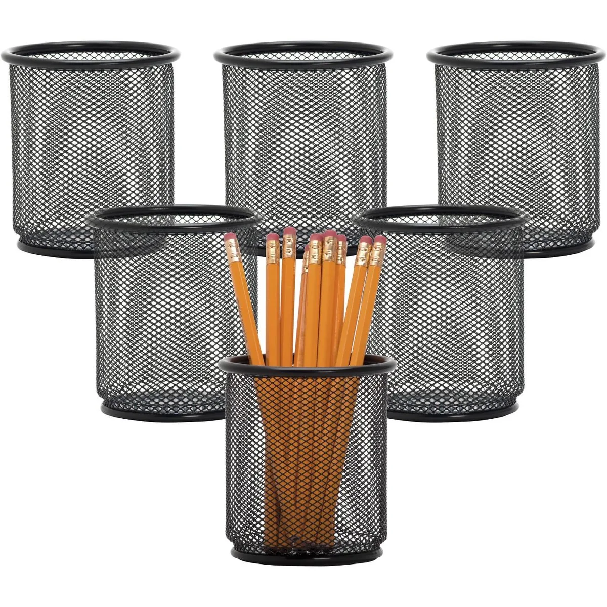 Lorell Lorell 84149BX Black Steel Mesh Pencil Cup Holder 3.5x3.9 office furniture — product photo