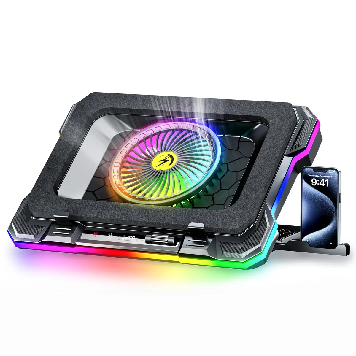  ENHANCE K1 5V RGB Laptop Cooling Pad 5.5" Turbo Fan 15.6-19.3" 10 RGB Modes 8 Heights — product photo