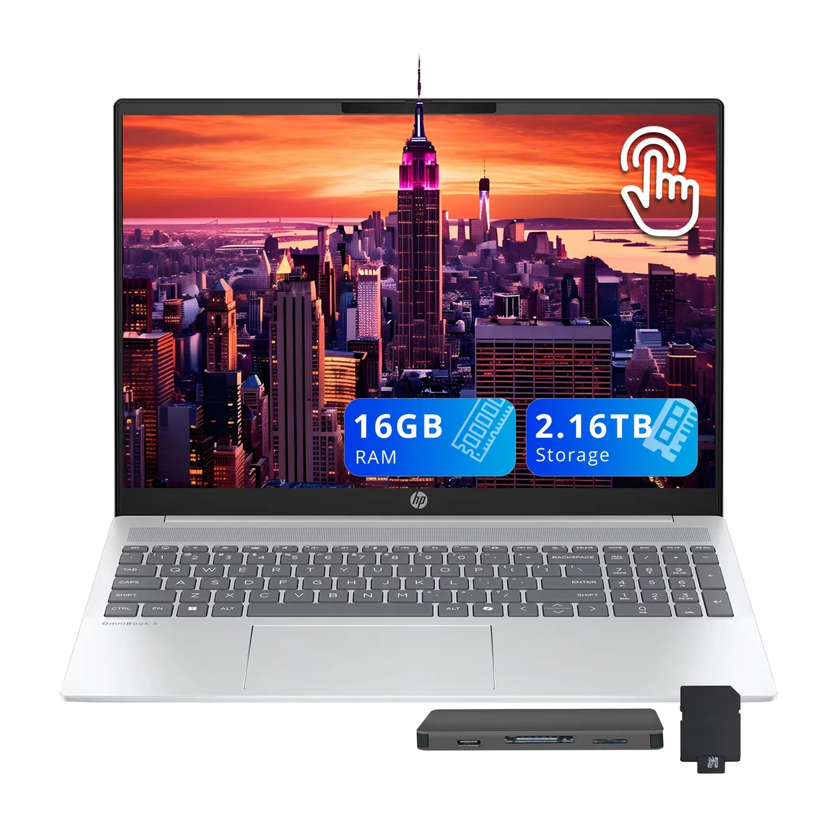 HP HP OmniBook 5 16" Touchscreen Business Laptop Core Ultra 5 225U 16GB 2.16TB Silver — product photo