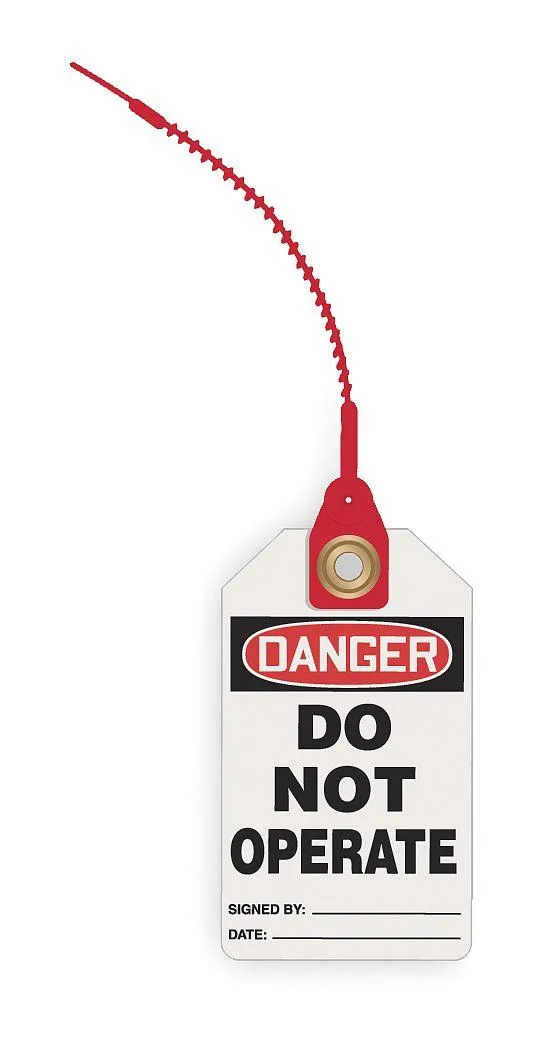 Pack of ten rectangular danger tags white header text on both sides