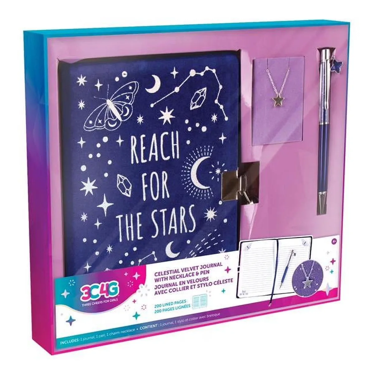 Make It Real Make It Real Celestial Velvet Journal 200 Pages Lock Pen Necklace — product photo