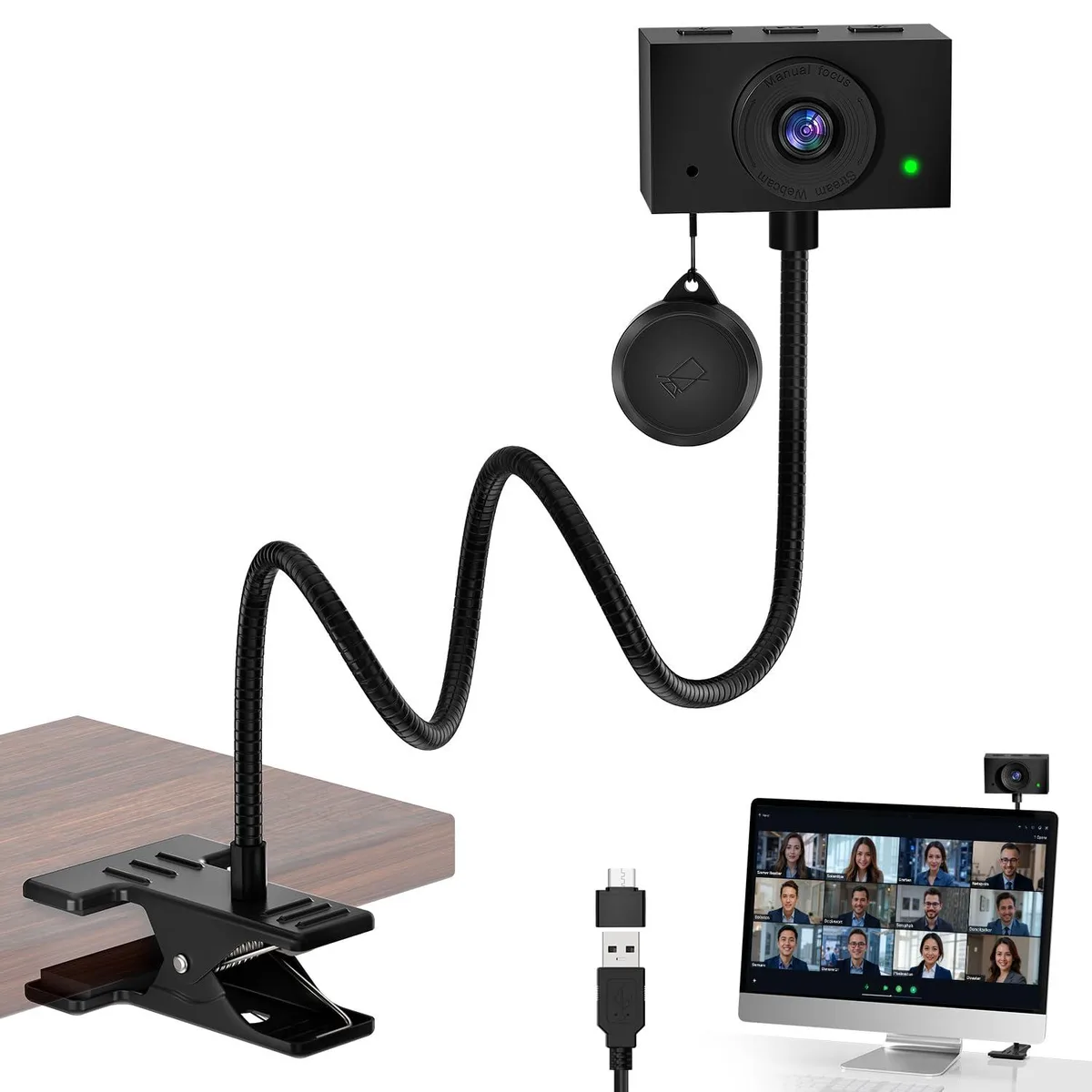  DJI ICon01 1080p USB 2.0/3.0 Webcam with 40 cm Gooseneck, 150 cm Cable, Clamp — product photo