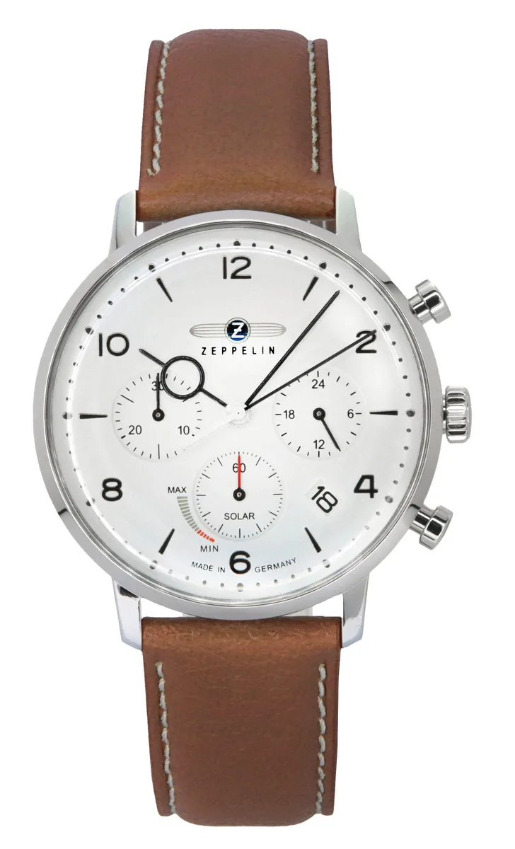 Graf Zeppelin Graf Zeppelin LZ129 Hindenburg Chronograph 80865N Solar 41 mm Beige Dial Brown Leather Strap 50 m — product photo
