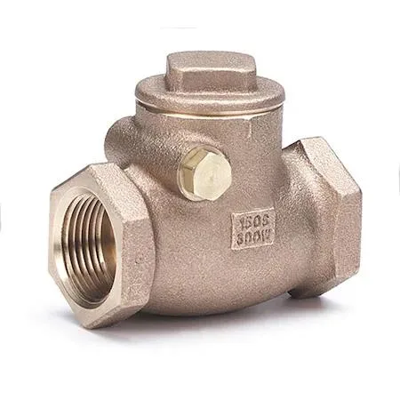 Bronze 2-inch inline swing check valve with FNPT ends, 4.75 in long