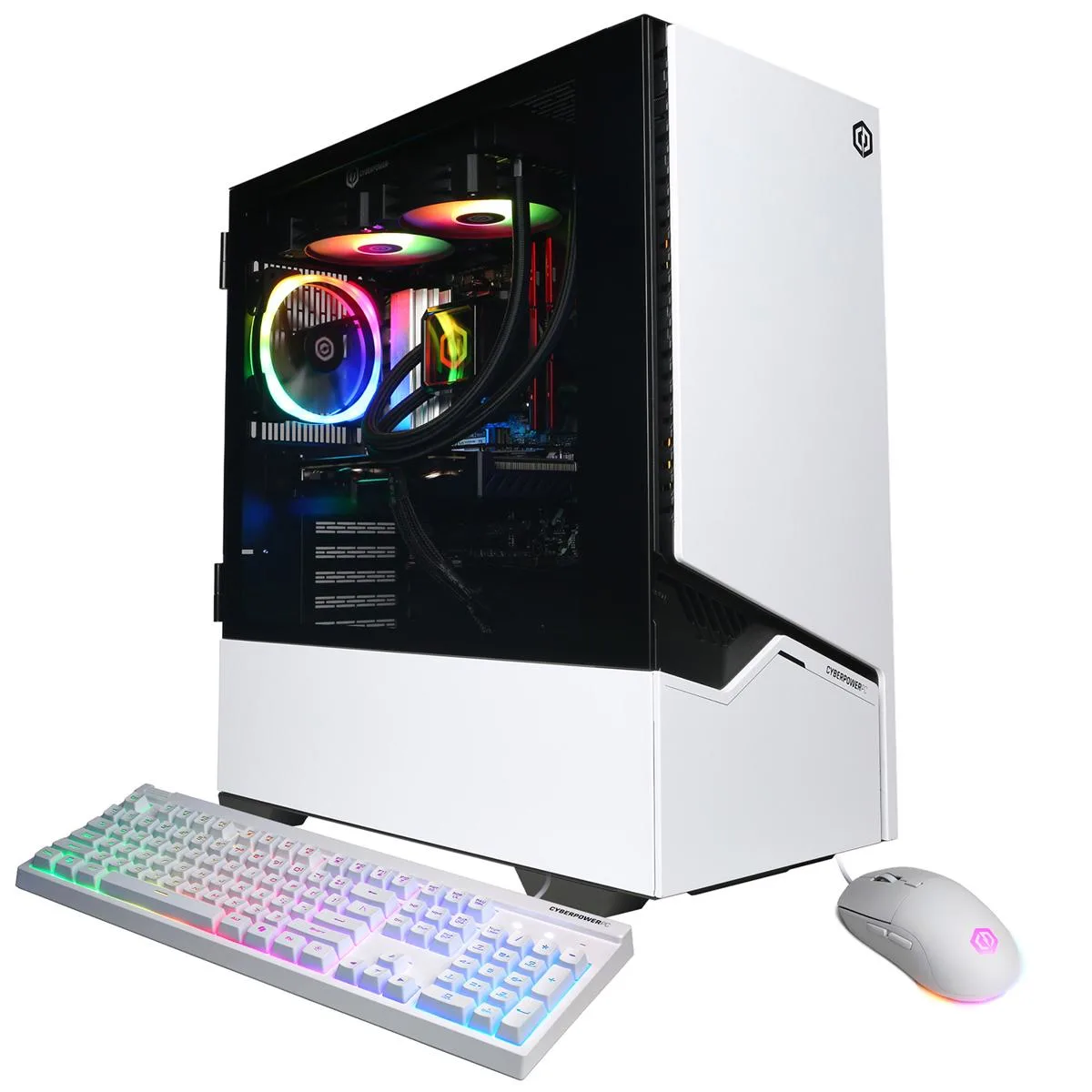 CyberpowerPC CyberpowerPC Gamer Supreme White Ryzen 7 8700F 32GB 2TB Radeon RX 9060 XT 16GB gaming PC — product photo