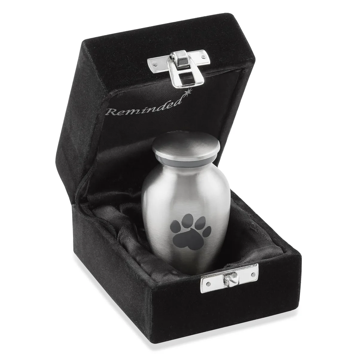 Reminded Reminded Pet Cremation Urn Extra Small Keepsake Silver 3.35 cubic inches — product photo