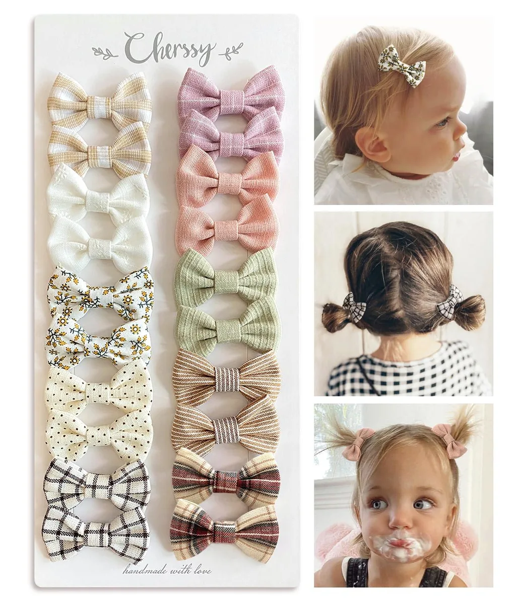  Cherssy Baby Girls Hair Bow Clips 20Pcs Toddler Fully Lined Hair Pins — product photo