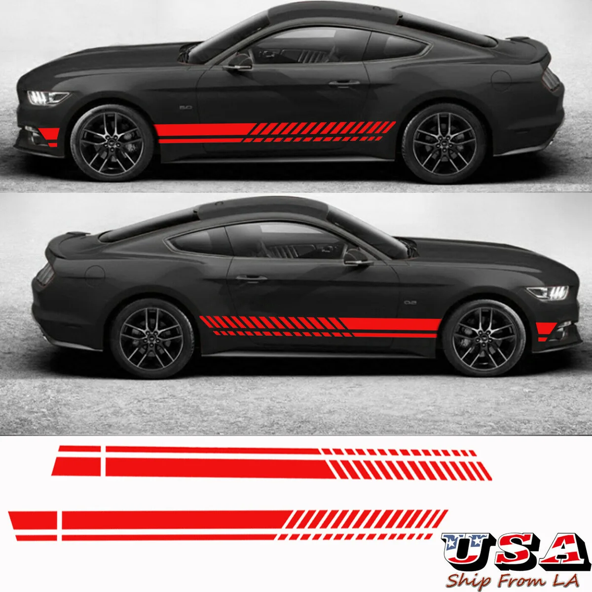 SIMPLEX TECHNOLOGY CO., LIMITED SIMPLEX TECHNOLOGY CO., LIMITED Racing Side Rocker Stripes Decal Sticker Red 4.5" x 85" 2 pcs exterior care — product photo