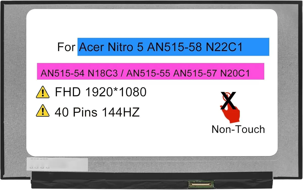 NUOLAISUN NUOLAISUN 15.6" laptop screen FHD 144Hz 40-pin for Acer Nitro 5 AN515-54/55/57/58 — product photo