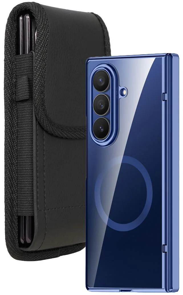 Nakedcellphone Nakedcellphone ZFOLD7-ELE-BLUE-ADDPCH Case and Belt Clip Pouch for Galaxy Z Fold 7 Blue — product photo