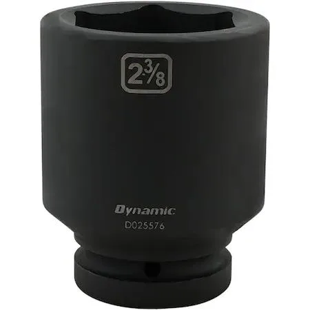 Large black phosphate 1-inch drive deep socket with six-point opening and laser-etched markings
