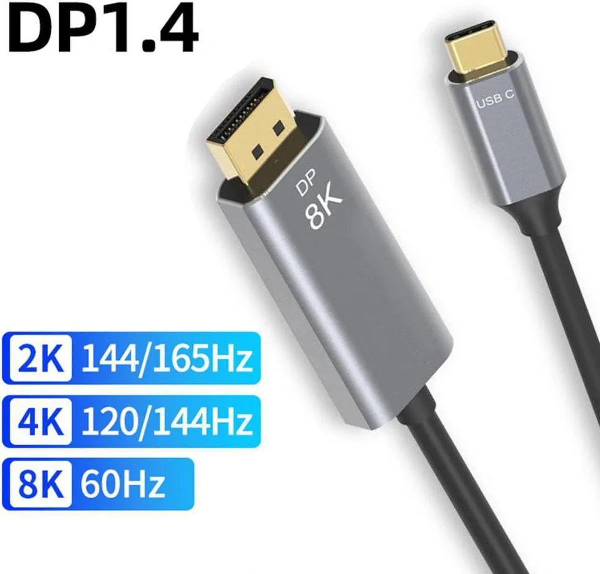 SMUGDESK SMUGDESK USB-C to DisplayPort 1.4 Cable 32.4 Gbps 6.6ft — product photo