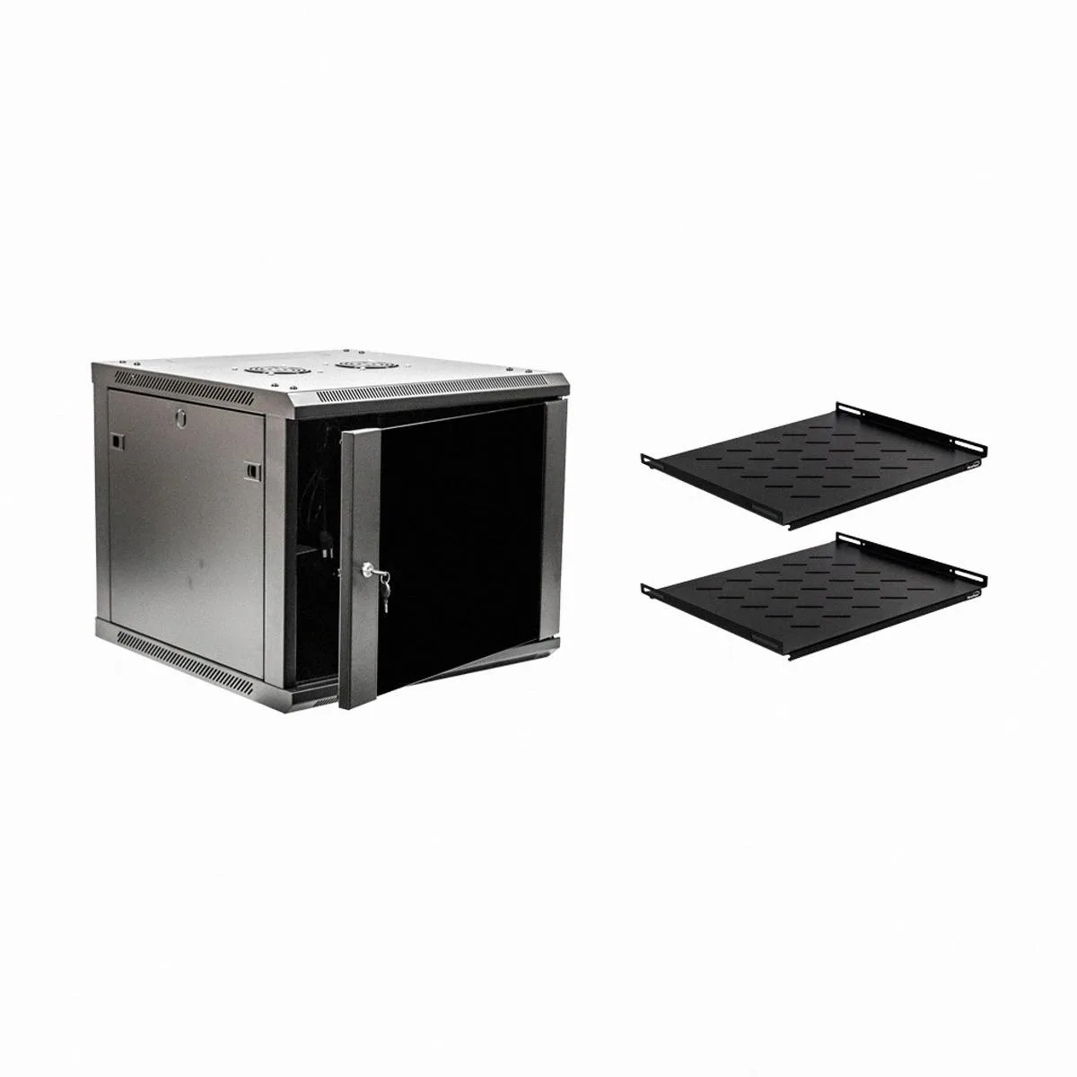 NavePoint NavePoint 9U Wallmount Server Rack 600mm Depth with Shelves, Fans — product photo